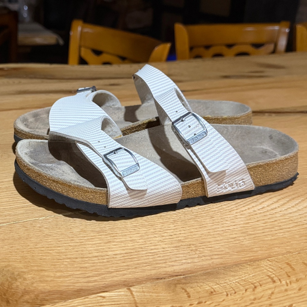 Birkenstock White Double-Strap Women's Sandals with Buckles